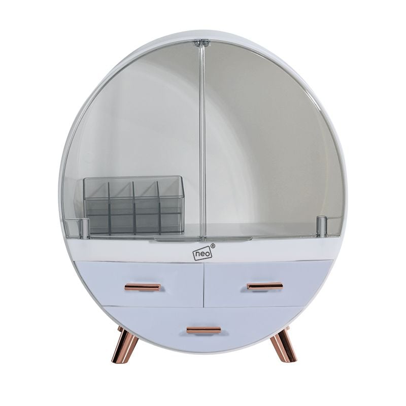 Neo 2 Drawer Round Desktop Cosmetic Makeup Display Storage Box Organiser image 4