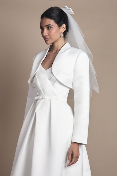 Coast Satin Bridal Bolero Jacket Ivory