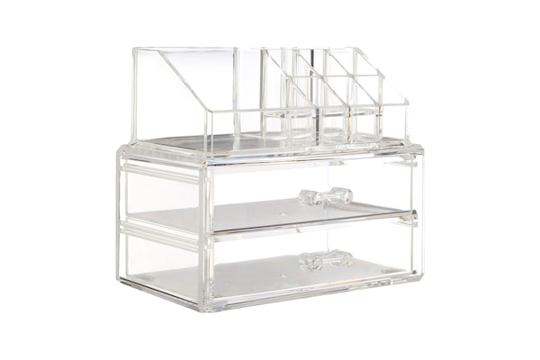 Orsina Clear 9 Pc Cosmetics Organiser With 2 Drawers