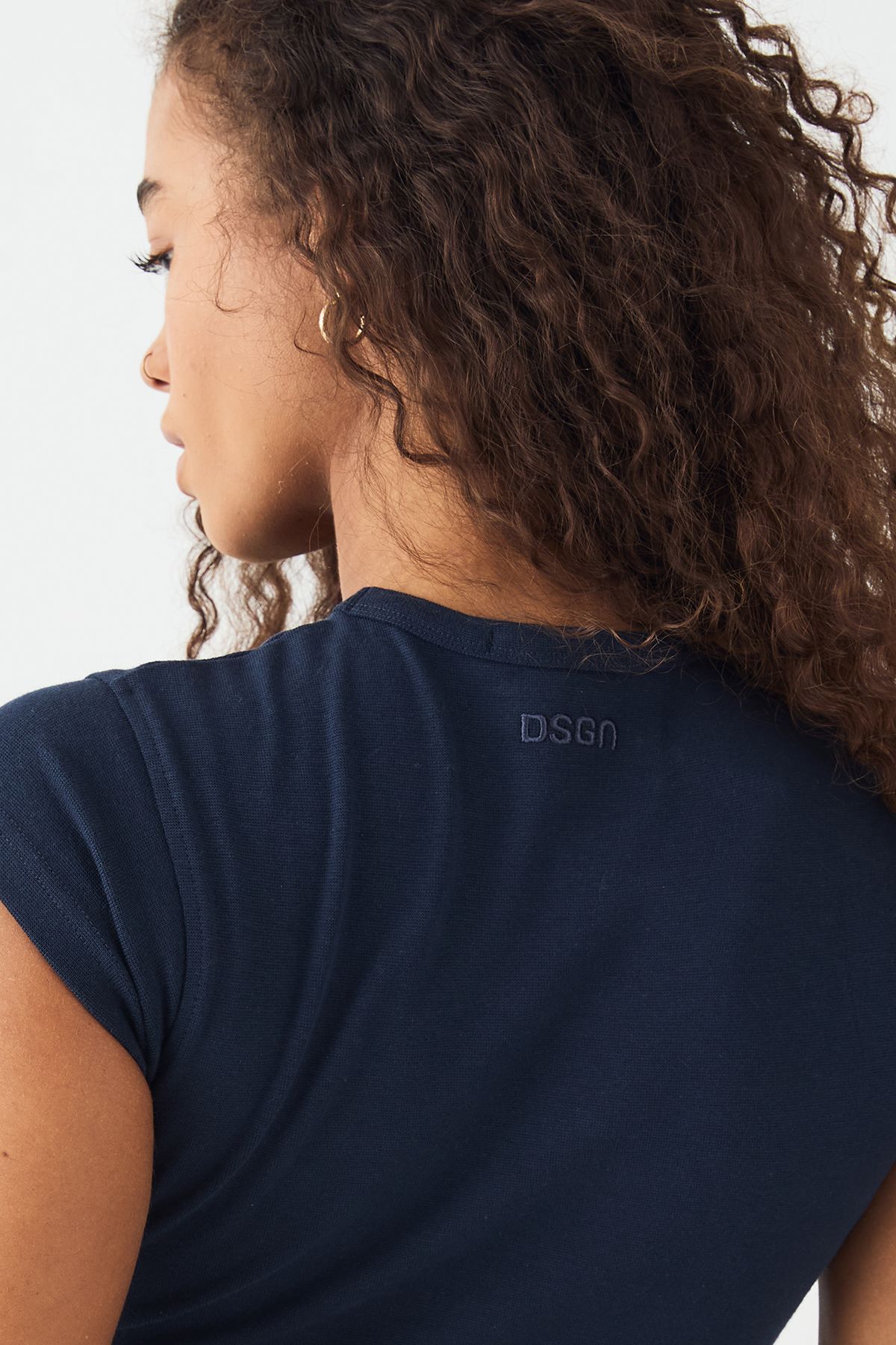 DSGN Studio DSGN Studio Embroidered Short Sleeve Top Navy image 4
