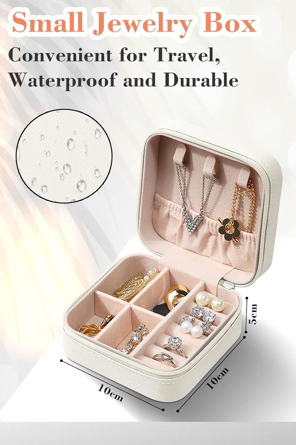 Living and Home Mini Portable PU Leather Jewelry Box Organizer Travel Jewellery Display Holder for Women image 2