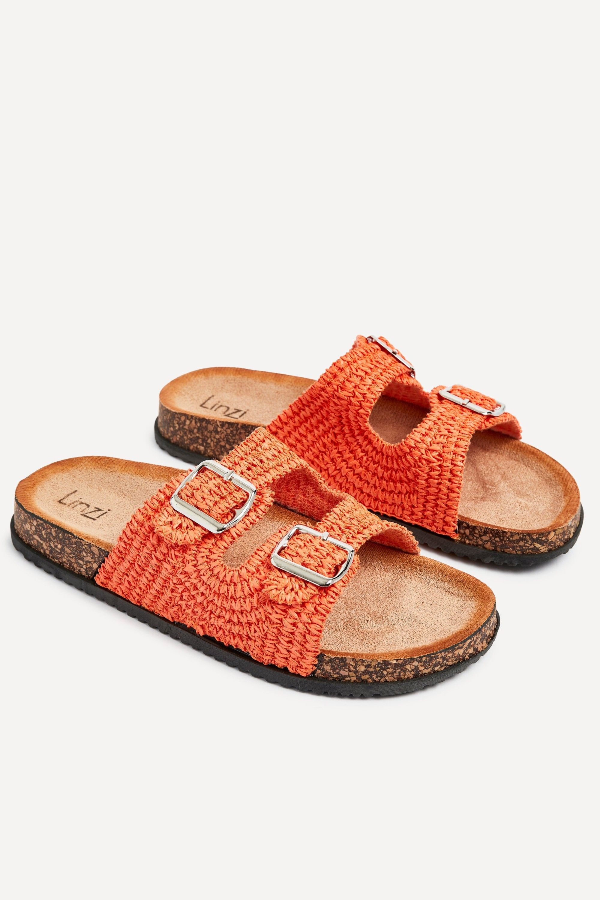 Linzi Brianna Orange Double Buckle Sandals image 4
