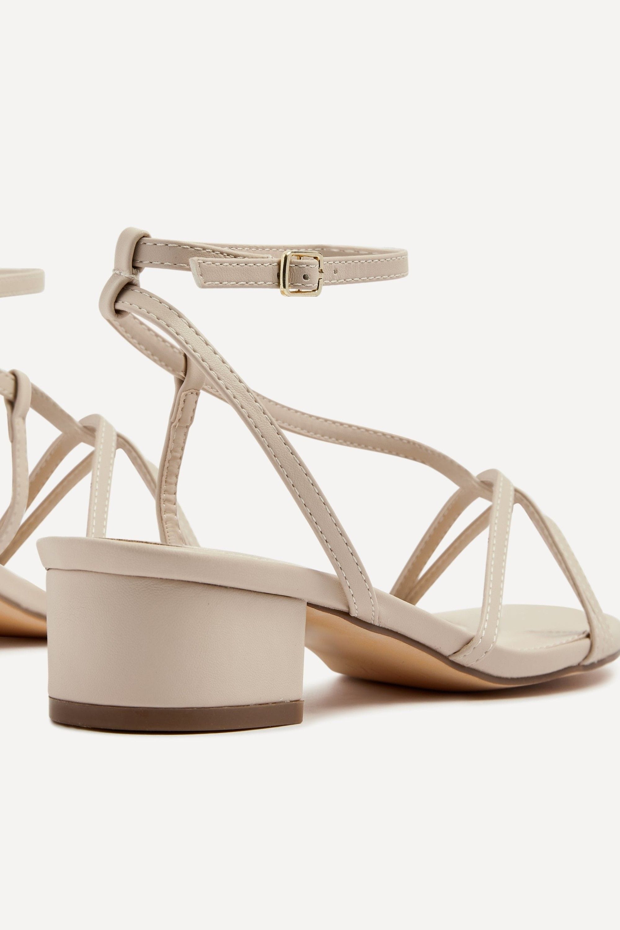 Linzi Calista Nude Faux Leather Strappy Low Block Sandal image 5