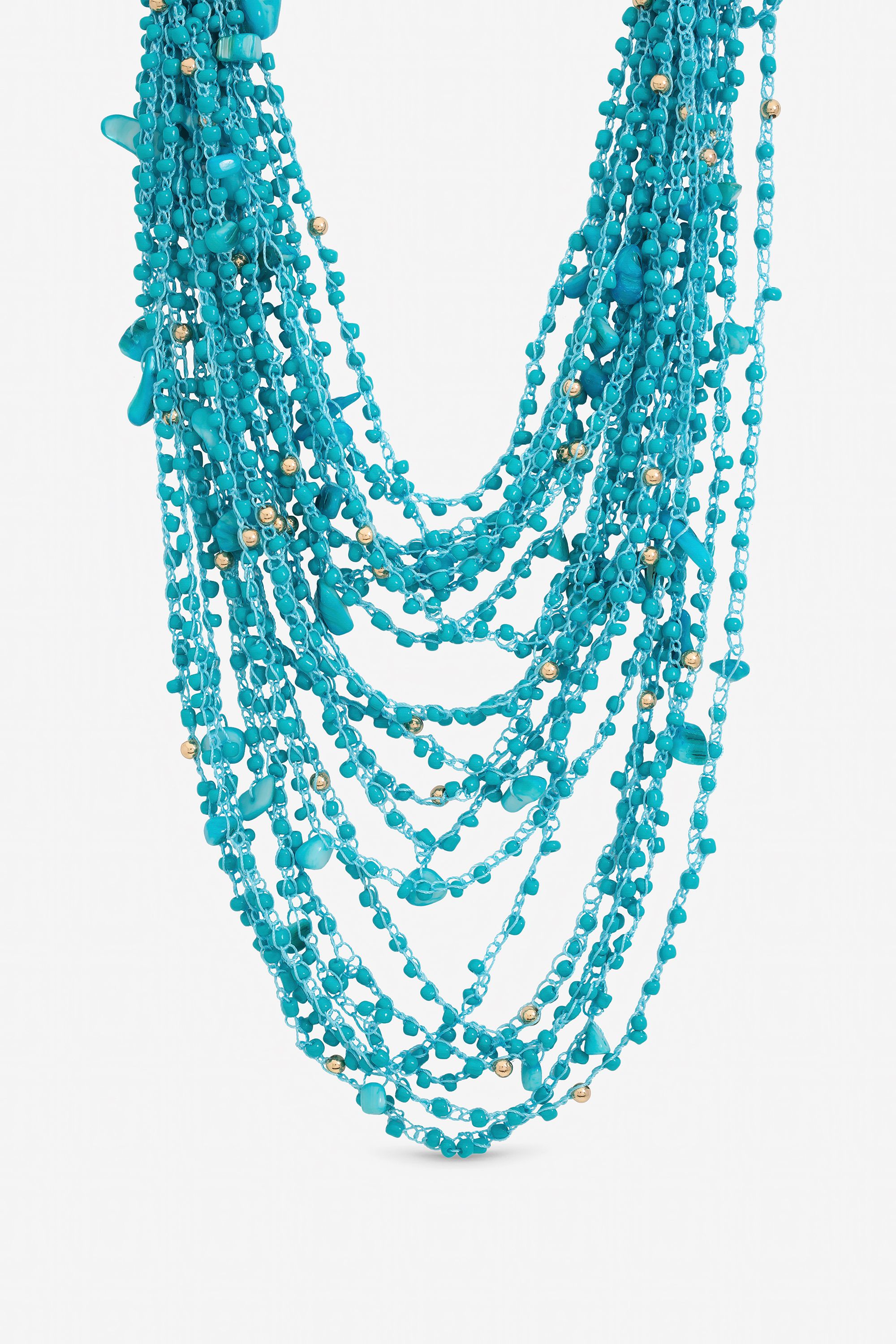 Mood Turquoise Beaded Statement Mulrirow Necklace
