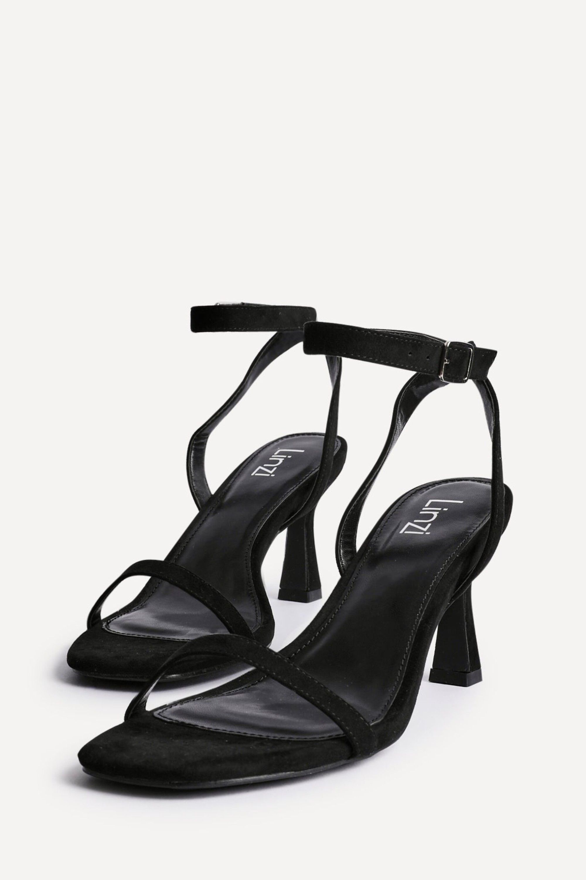 Linzi Elevate Black Faux Suede Barely There Stiletto Heeled Sandals image 4