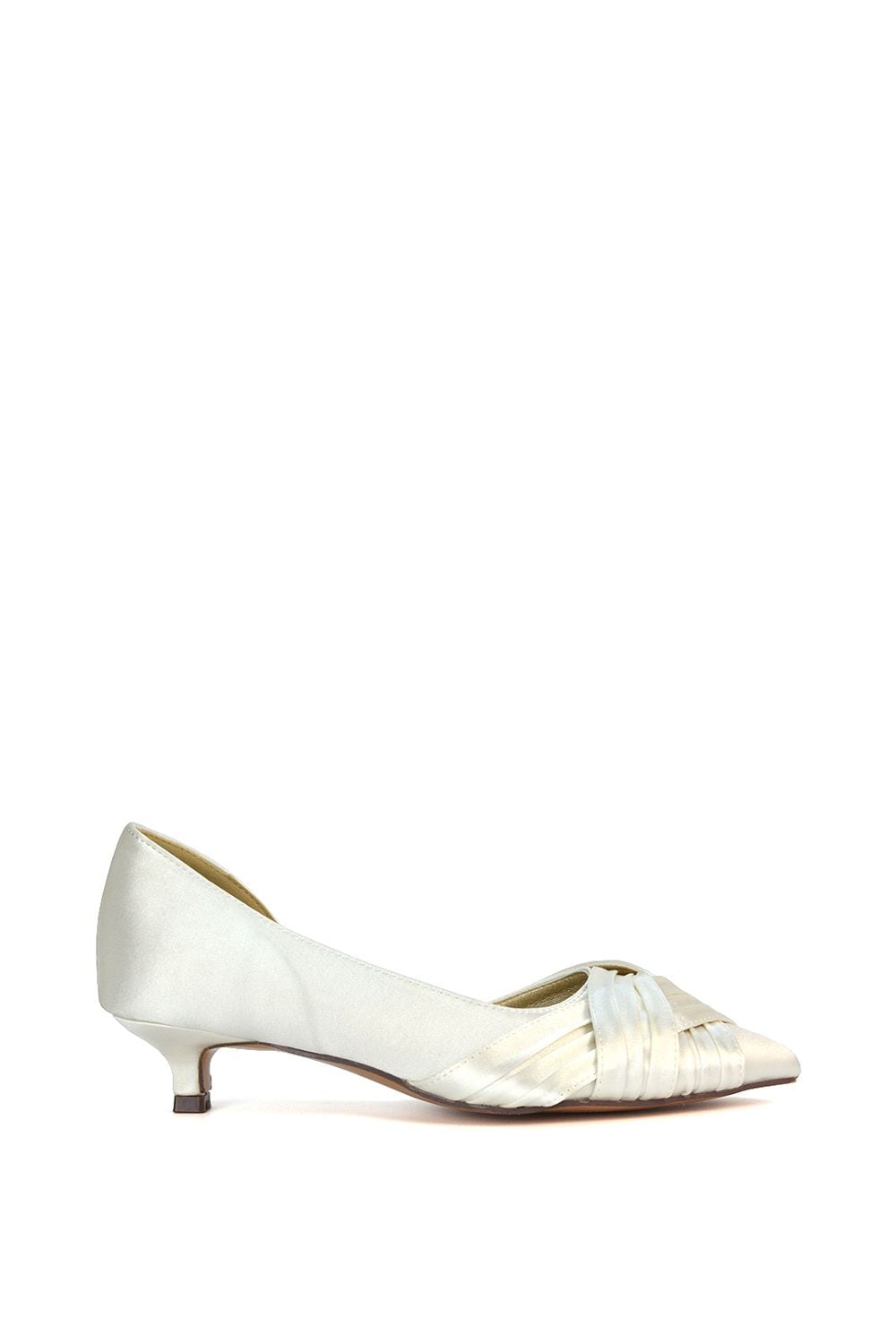 XY London 'Freya' Pointed Toe Kitten Low Heel Classic Bridal Shoe Pumps image 1