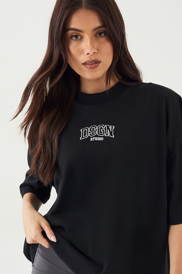 DSGN Studio DSGN Studio Embroidered Heavyweight Oversized T-Shirt Black