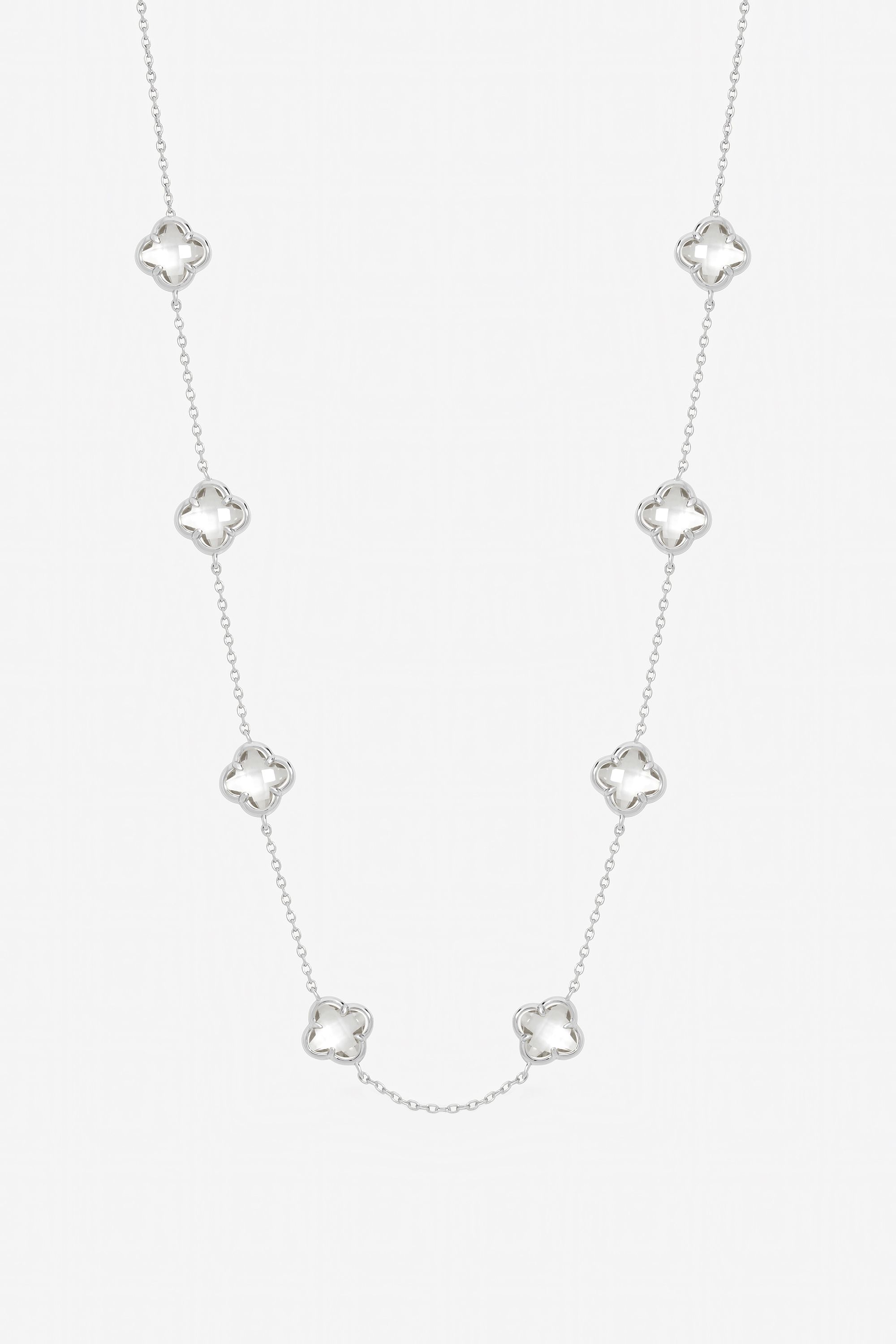 Inicio Sterling Silver Plated Crystal Clover Necklace - Gift Pouch image 1