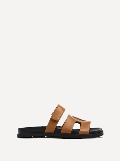 Linzi Emmy Tan Faux Leather Footbed Linked Design Sandal