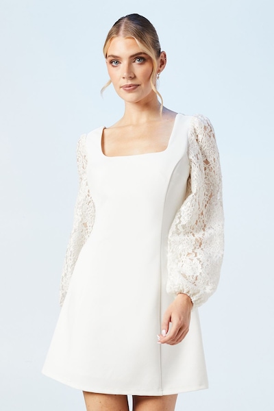 Coast Long Sleeve Lace Sequin Bridal Mini Dress Ivory