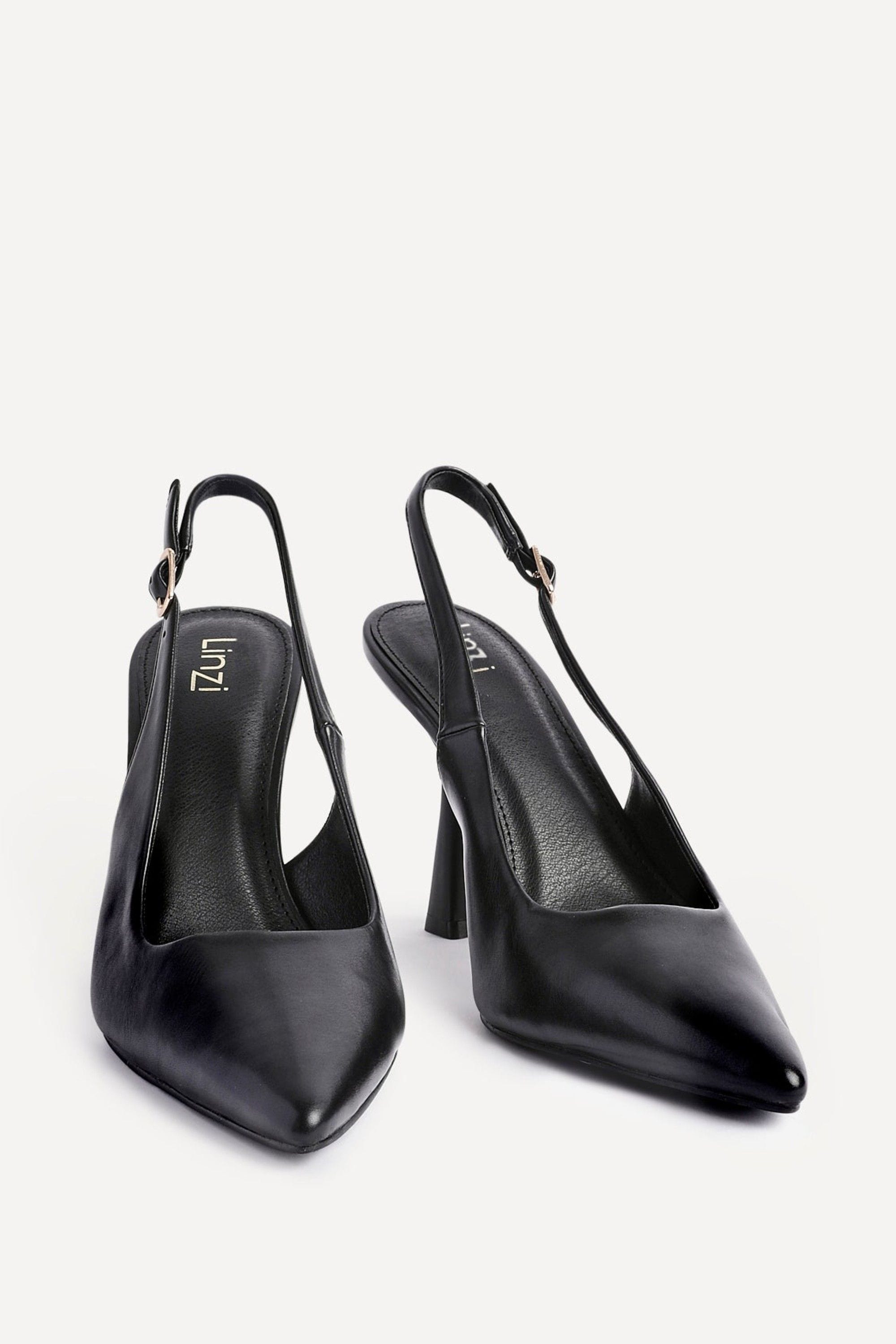 Linzi Una Black Faux Leather Sling Back Court Heel image 3