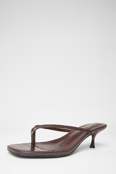 Quiz Brown Wide Fit Croc Toe Post Heels