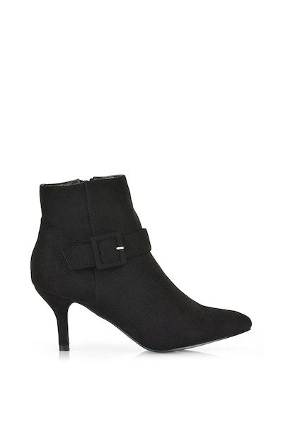 XY London 'Lara' Buckle Detail Pointed Toe Low Stiletto Heel Ankle Boots