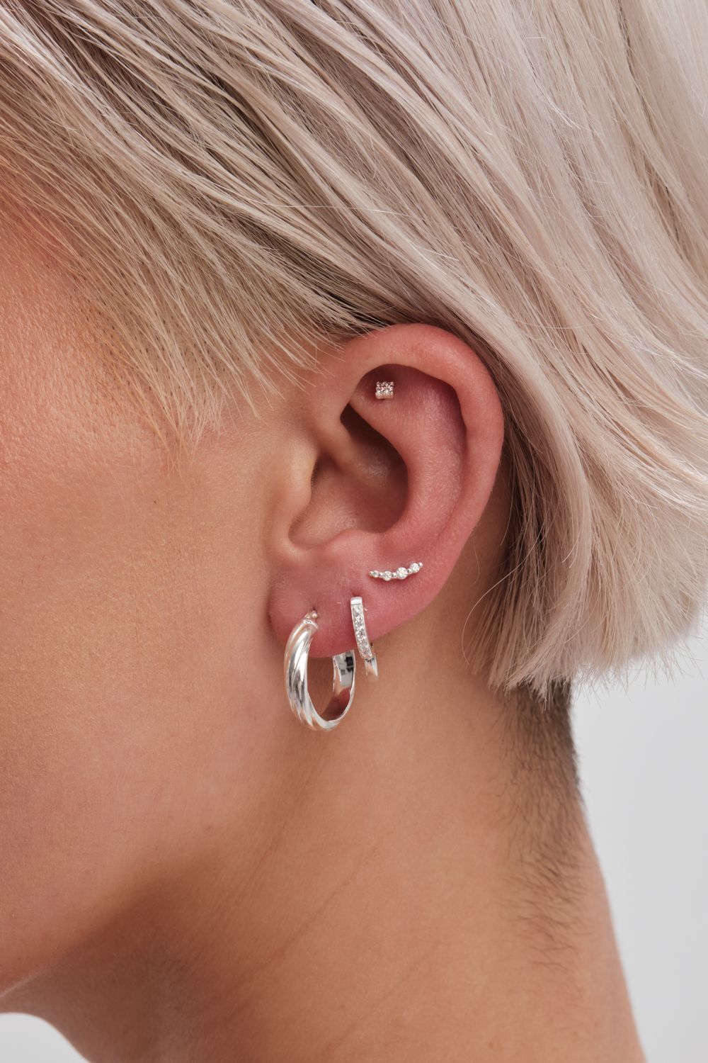 Simply Silver Simply Silver Sterling Silver 925 Cubic Zirconia Climber Earrings - Pack of 3 image 3