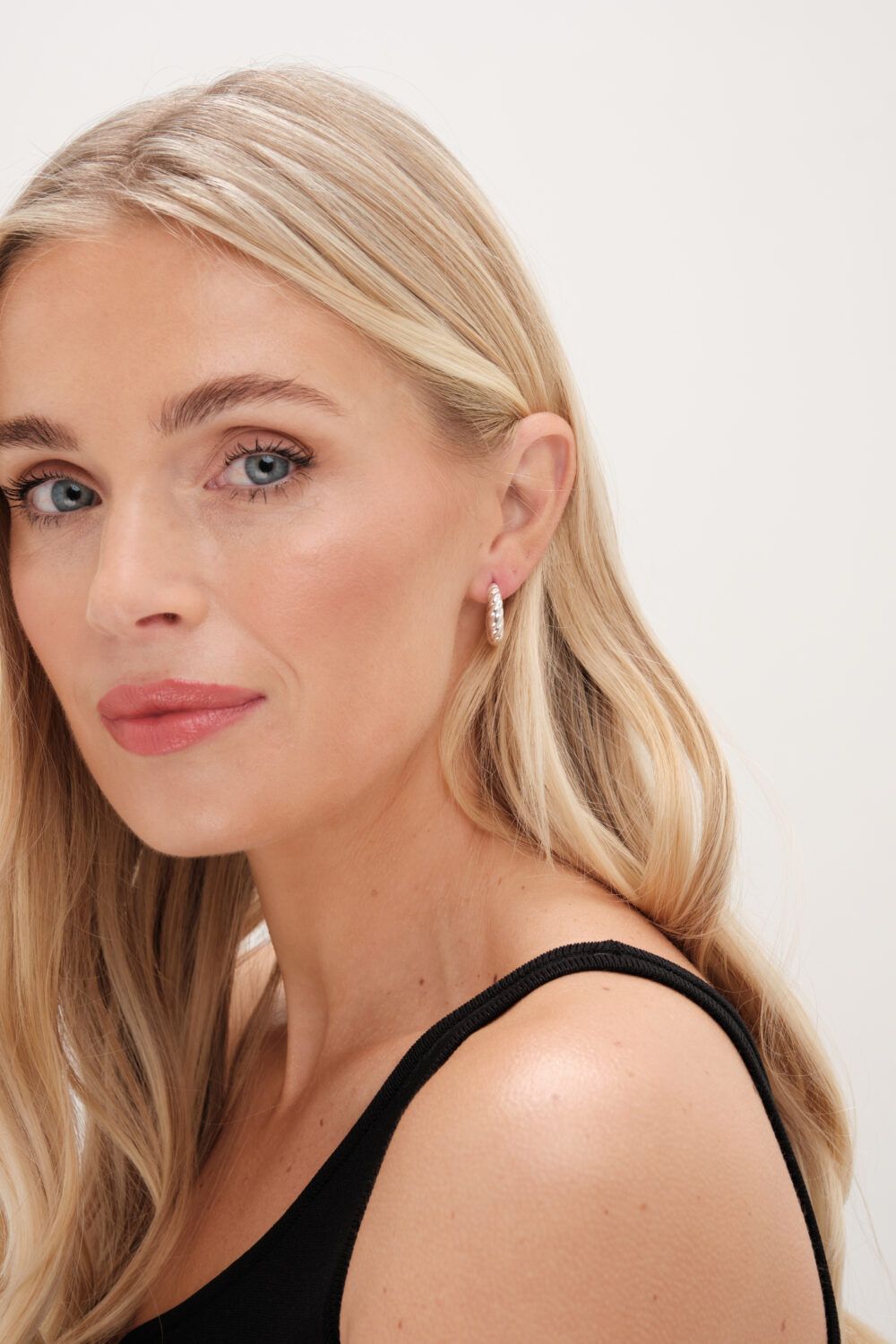 Jon Richard Silver Plated Ridge Hoop Earrings image 2