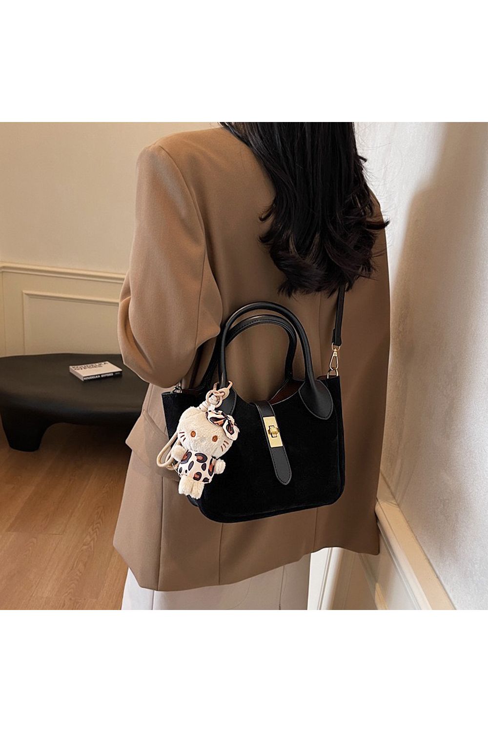 XY London 'Elisie' Mini Tote Crossbody Handbag with Plush Charm image 4