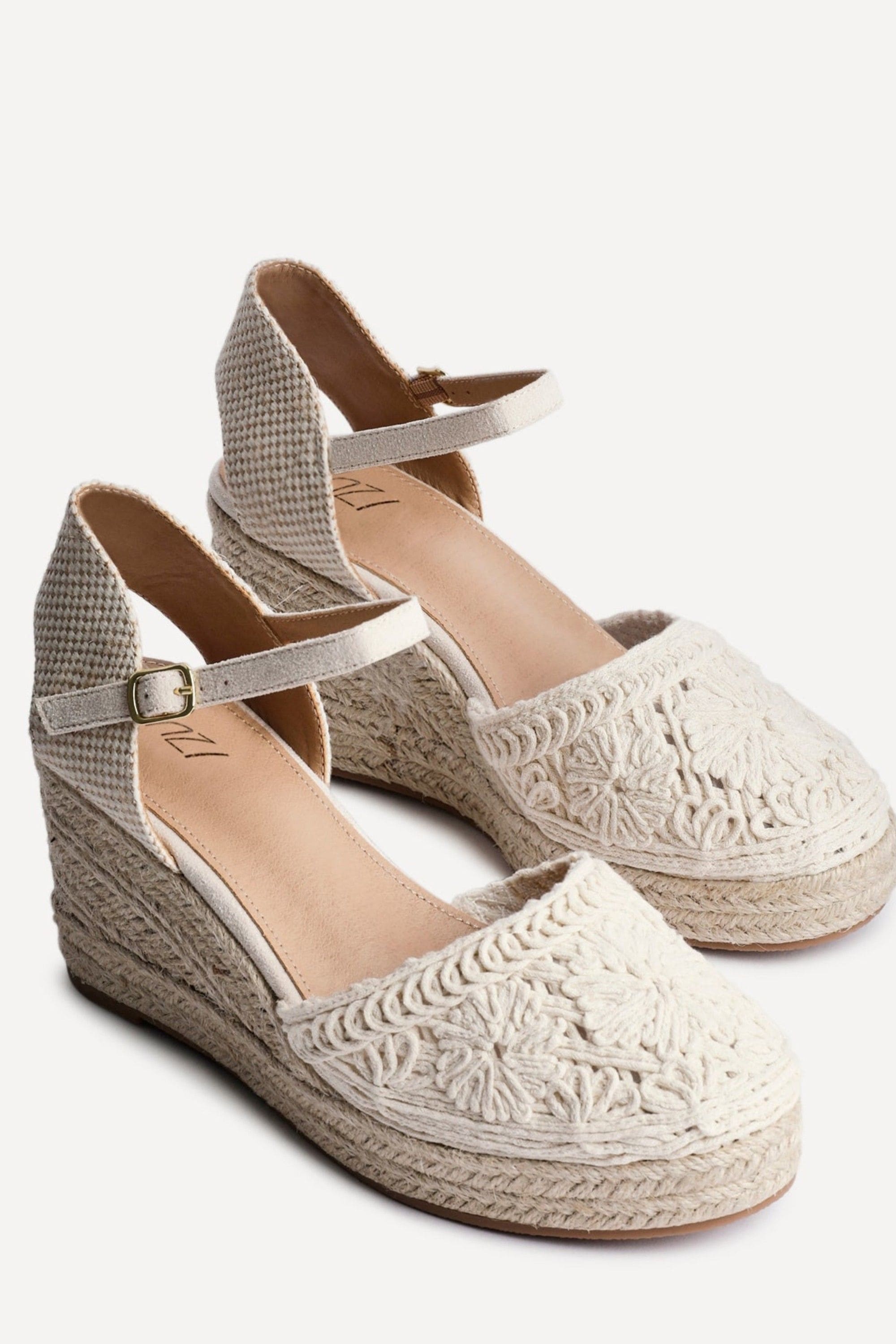 Linzi Mystic Beige Embroidered Closed-Toe Espadrille Wedge image 4