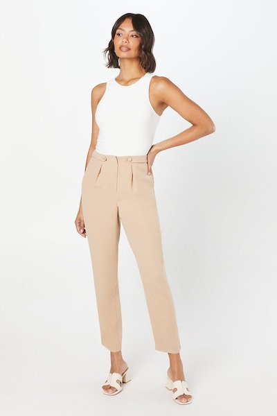 Dorothy Perkins Button Front Slim Leg Trouser Camel