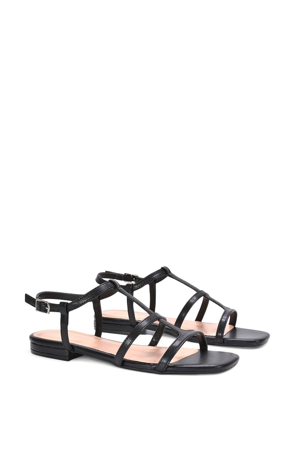 XY London 'Danielle' Flat Strappy Caged Square Toe Sandals With Buckle image 3