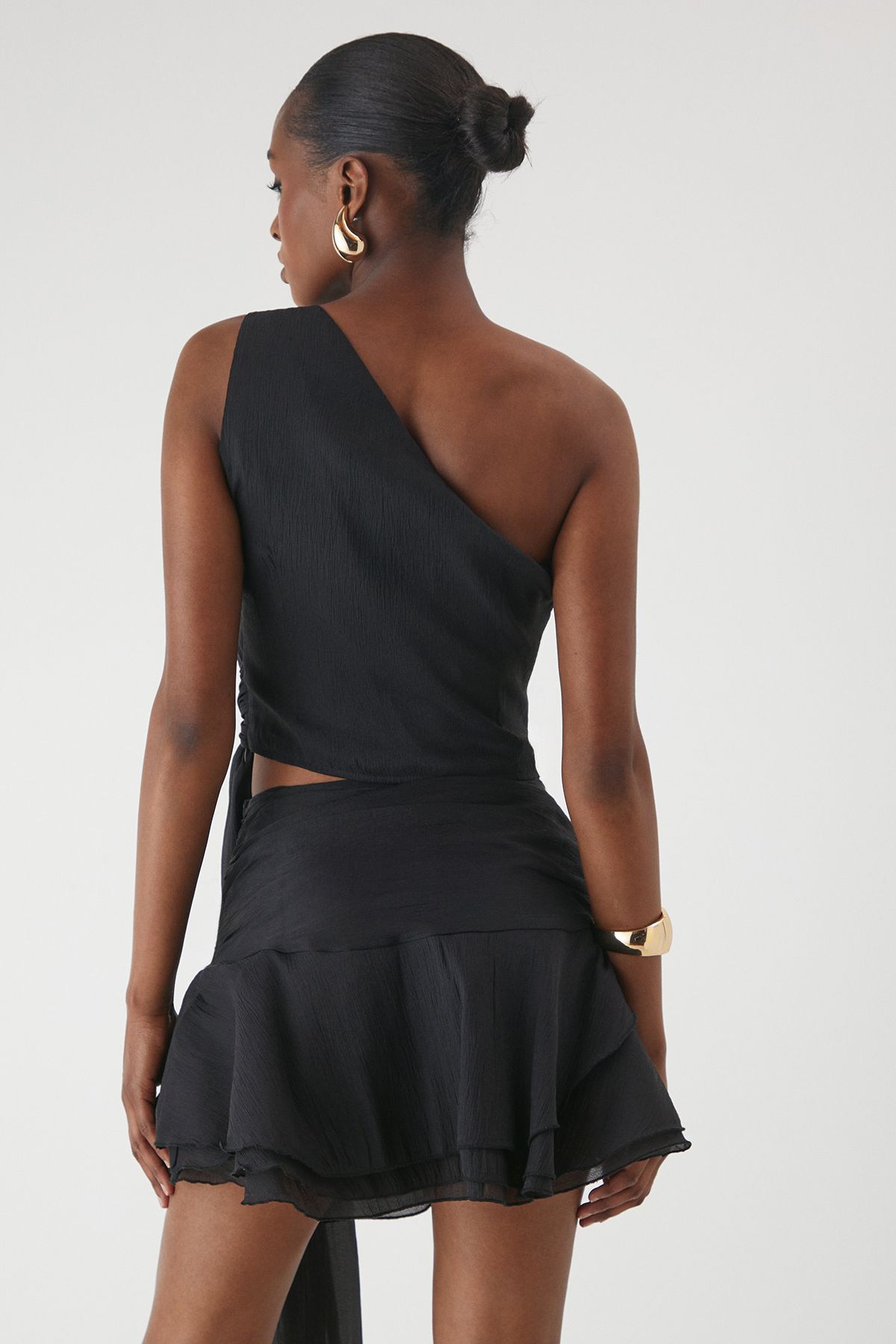 MissPap One Shoulder Knot Drape Top Black image 3