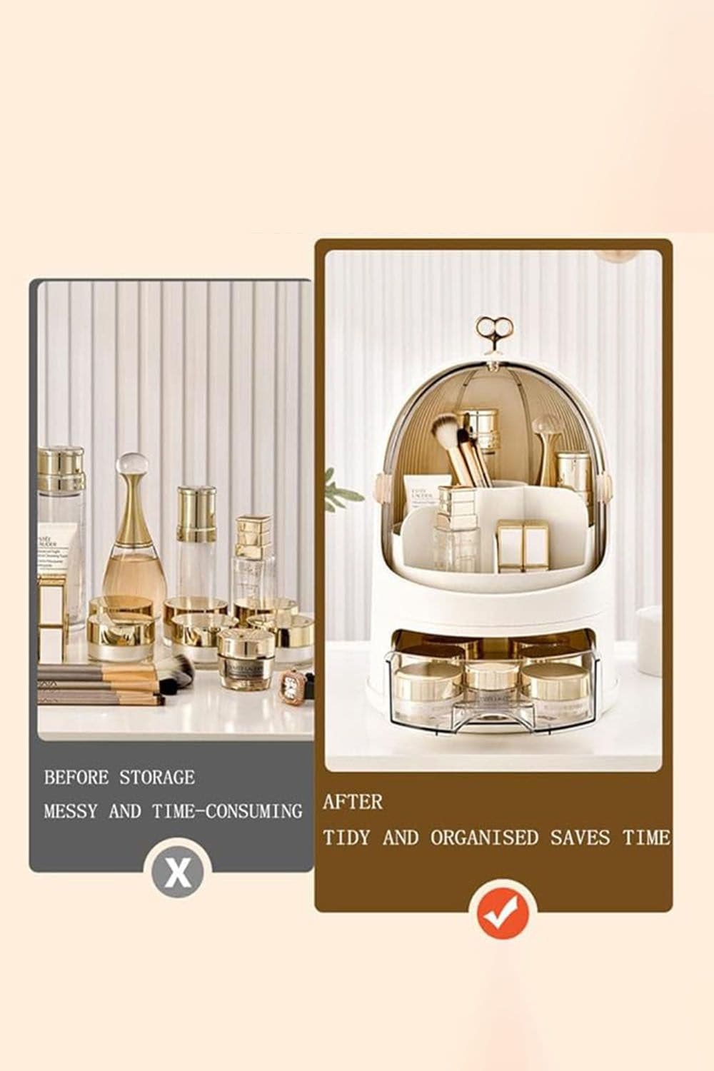 SHEONLY Freestanding Large Rotating Makeup Organizer For Dormitory & Bedroom Vanity Case image 5