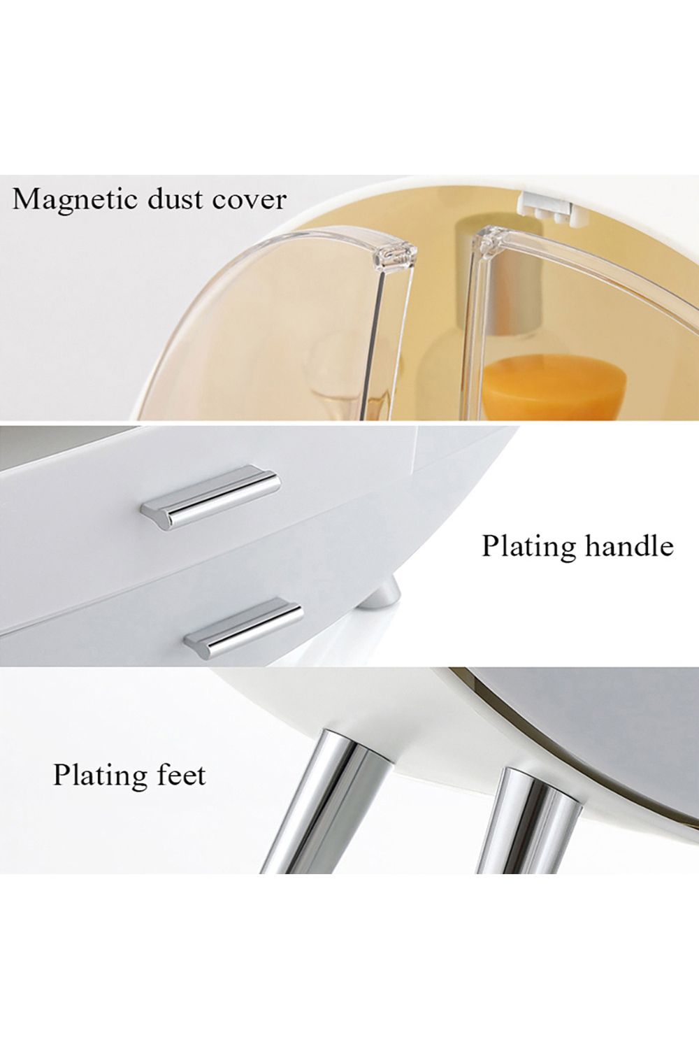 SHEONLY 40CM High Round Transparent Cosmetic Display Box With 4 Drawers Storage Box image 3