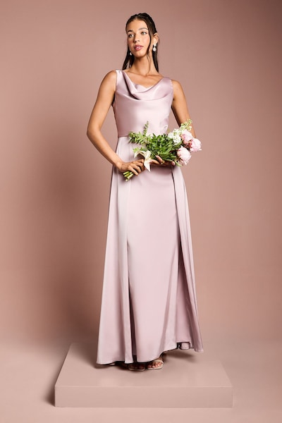 Coast Coast Honoured Sleeveless Cowl Neck Satin Maxi Bridesmaid Dress Dusty Rose