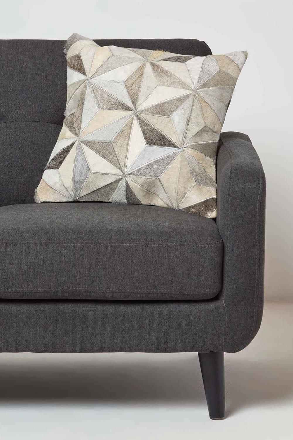 Homescapes Geometric Star Leather Cushion 45 x 45 cm image 2