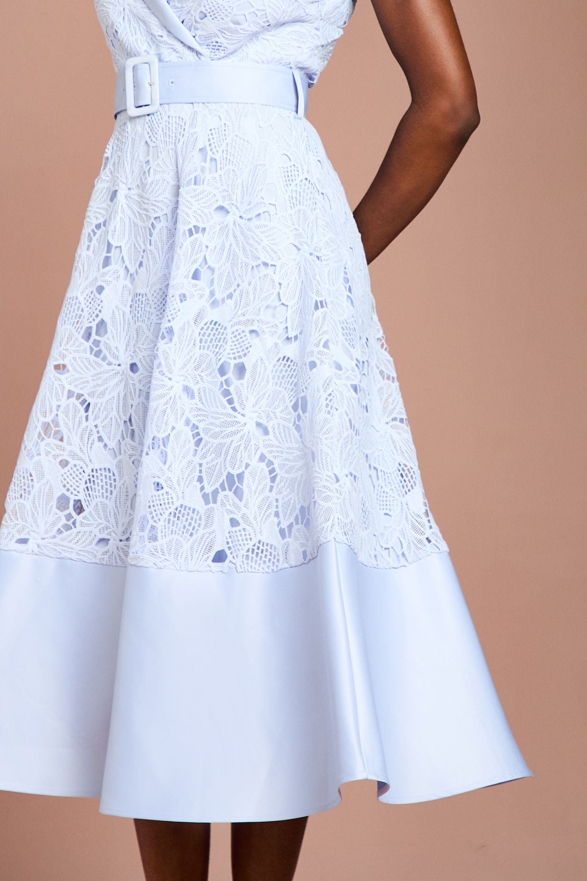 Coast Lace Sleeveless Satin Contrast Midi Shirt Dress Cornflower Blue image 4