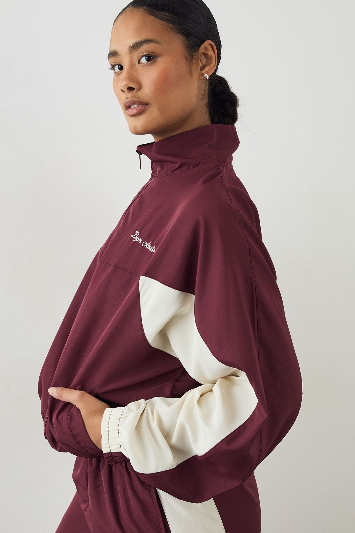 DSGN Studio DSGN Studio Woven Colour Block Jacket Burgundy image 4