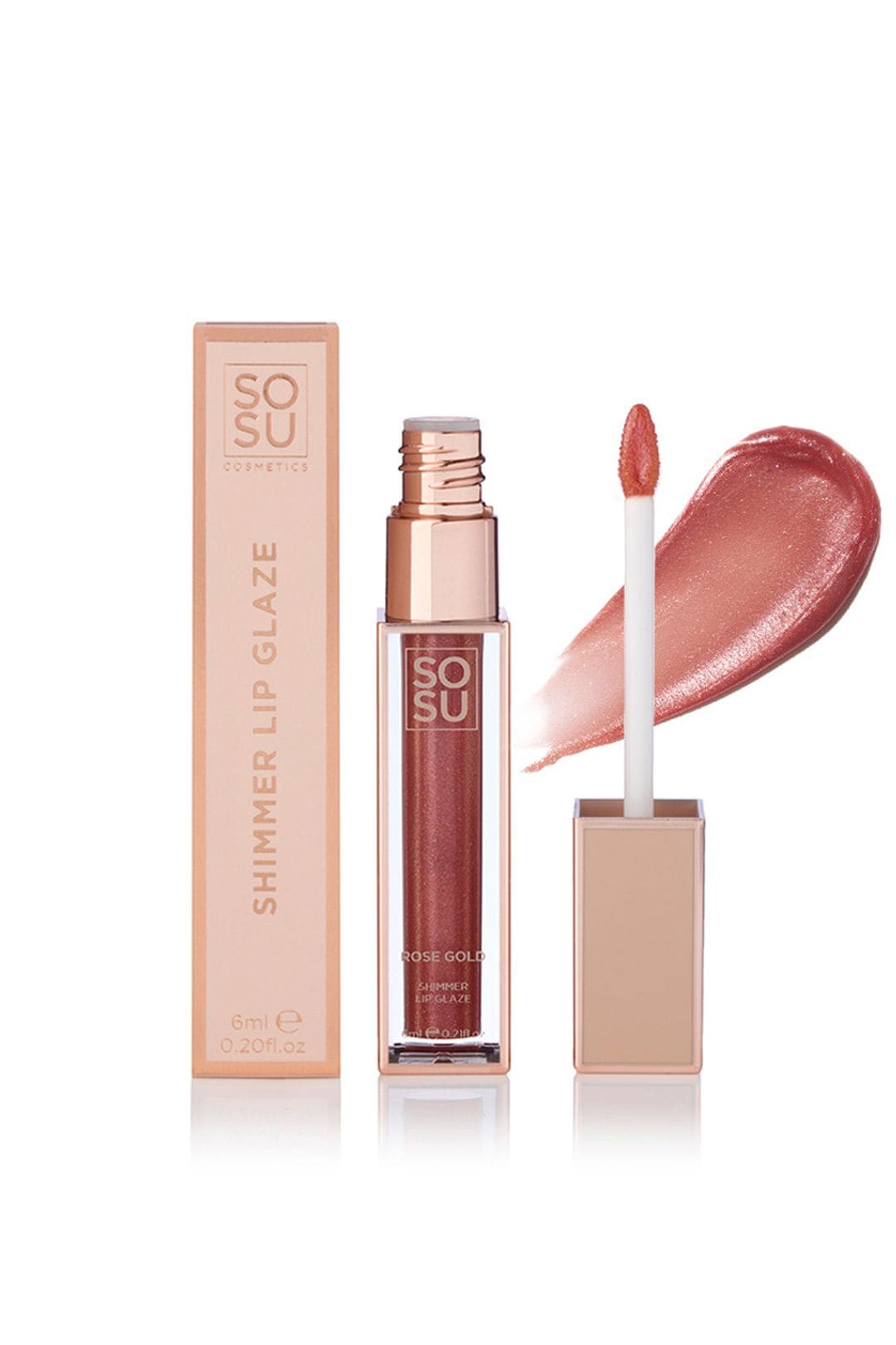 SOSU Cosmetics Satin Lipglaze 6ml Rose Gold image 1