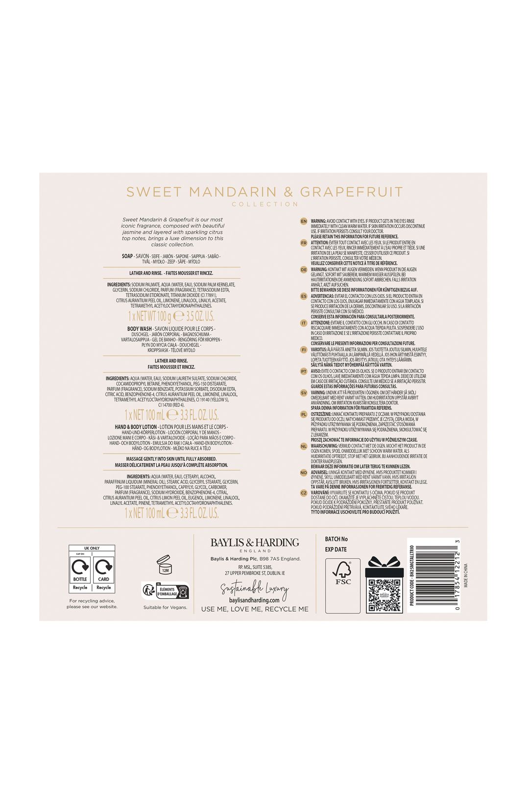 Baylis & Harding Sweet Mandarin & Grapefruit Pamper Body Trio Gift Set Multi image 8