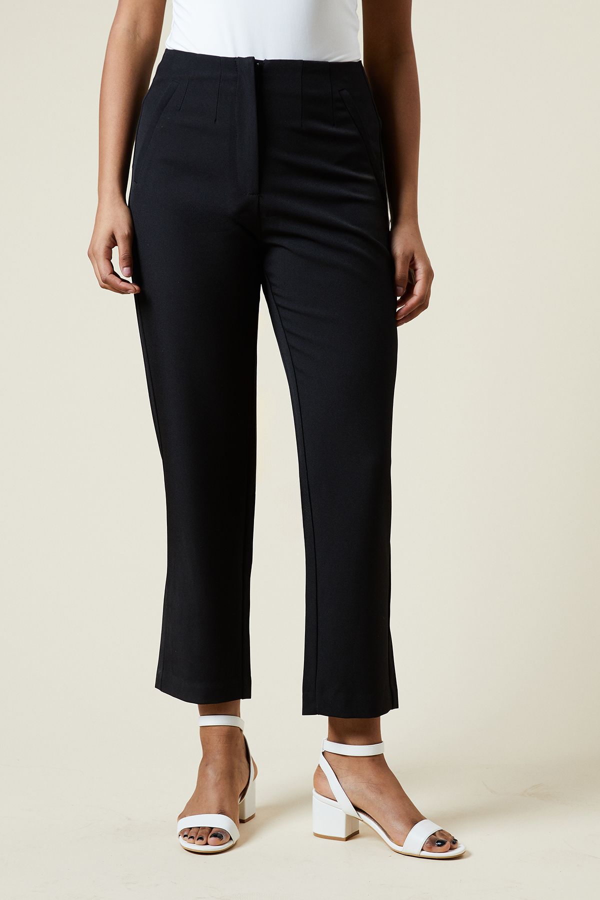 Dorothy Perkins Petite Straight Ankle Grazer Trouser Black image 1