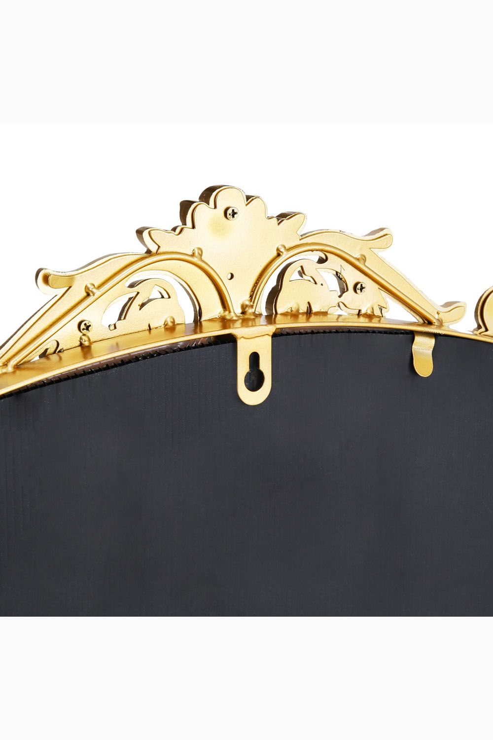 Living and Home 60cm W x 120cm H Vintage-Inspired Gold Floral Carved Metal Framed Arch Accent Wall Mirror image 6