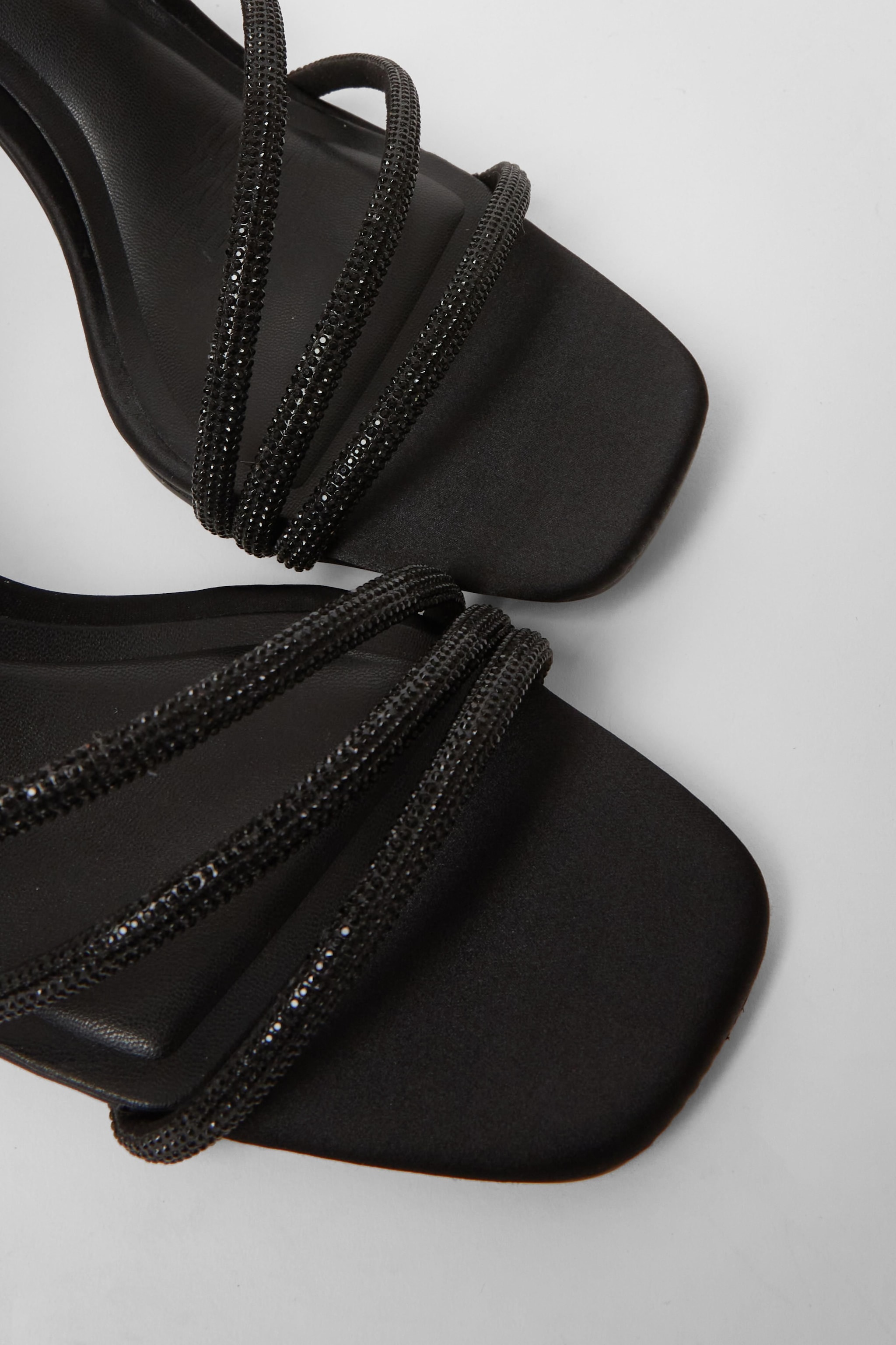 Quiz Black Diamante Strappy Heels image 4