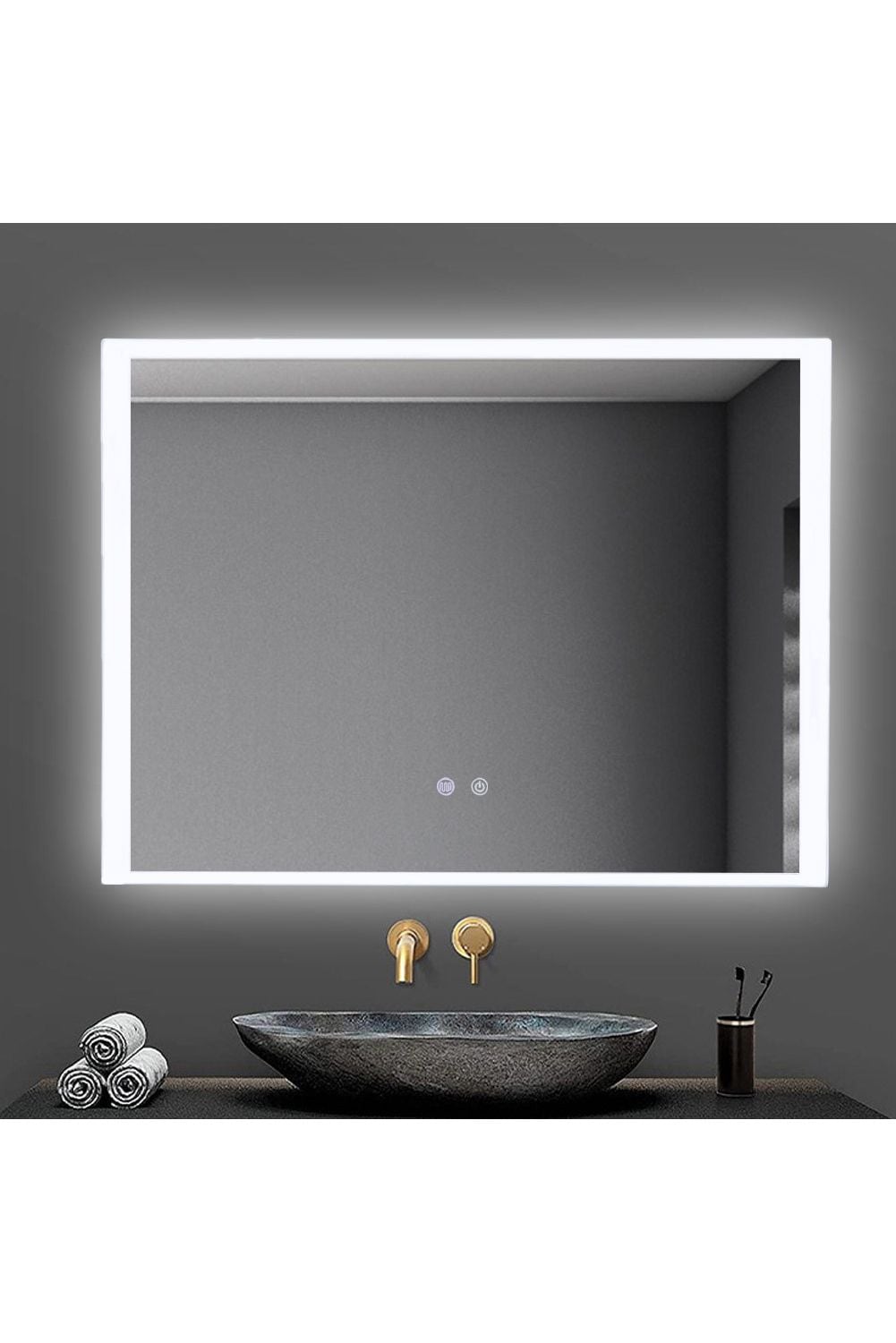 Living and Home Frameless Anti-Fog Dimmable LED Wall Mirror image 3