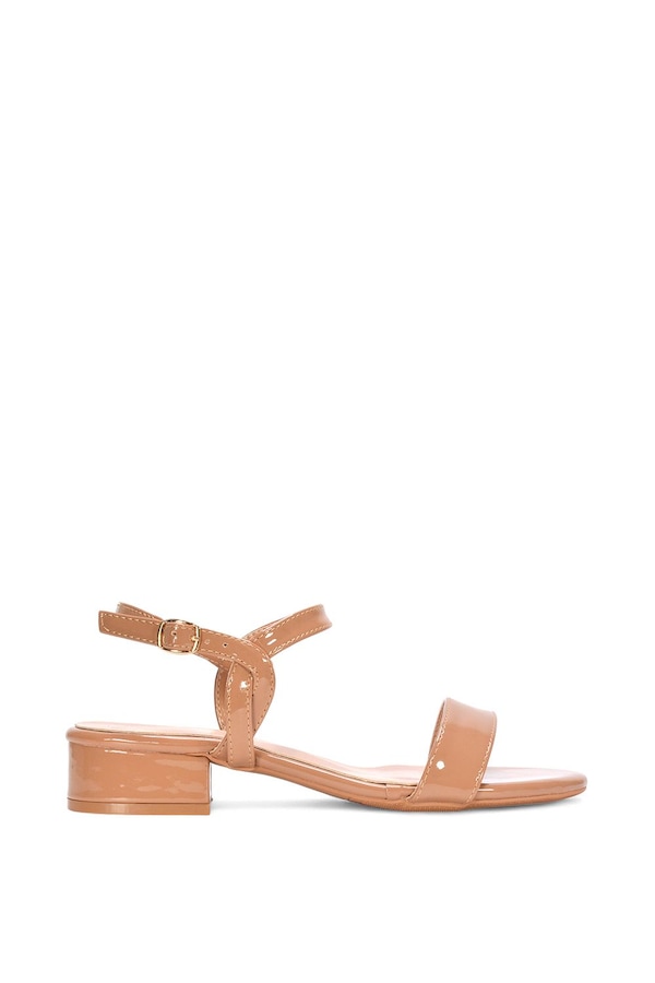 XY London 'Moana Low Bock Heel Round Toe Sandals With Buckle Fastening