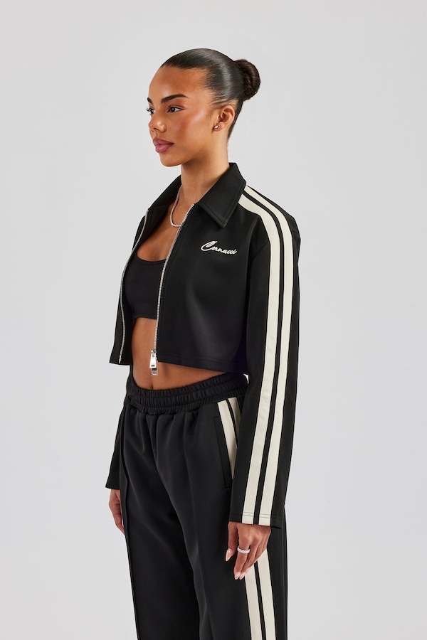 Cernucci Taping Cropped Harrington Jacket - Black