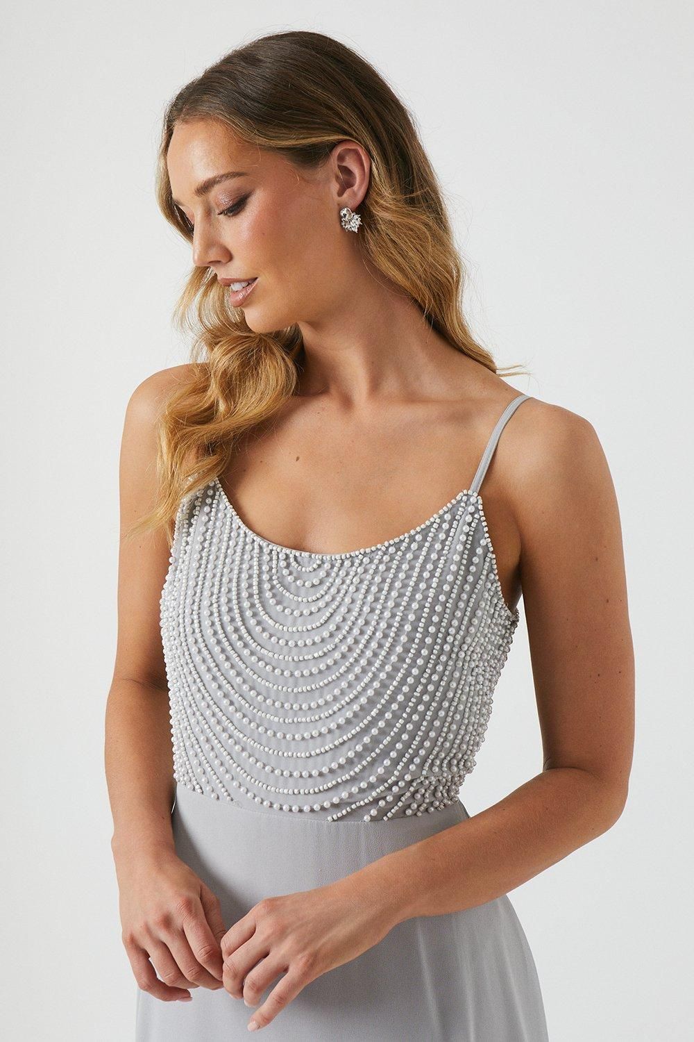 Coast Cowl Neck Pearl Georgette Maxi Bridesmaid Dress Grey Mist image 4