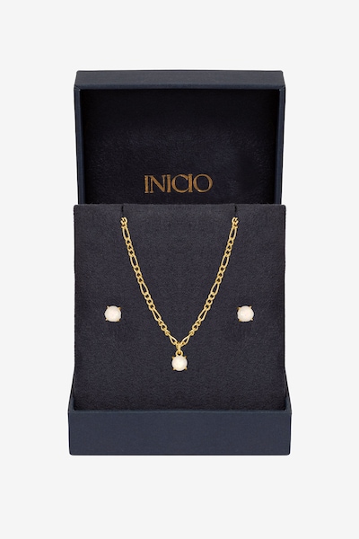 Inicio 14K Gold Plated Opal Stone Pendant Set - Gift Box