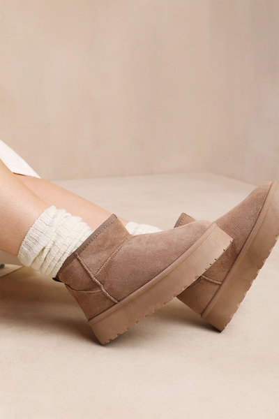 Where's That From 'Calla' Flatform Fur Lining Ankle Boot