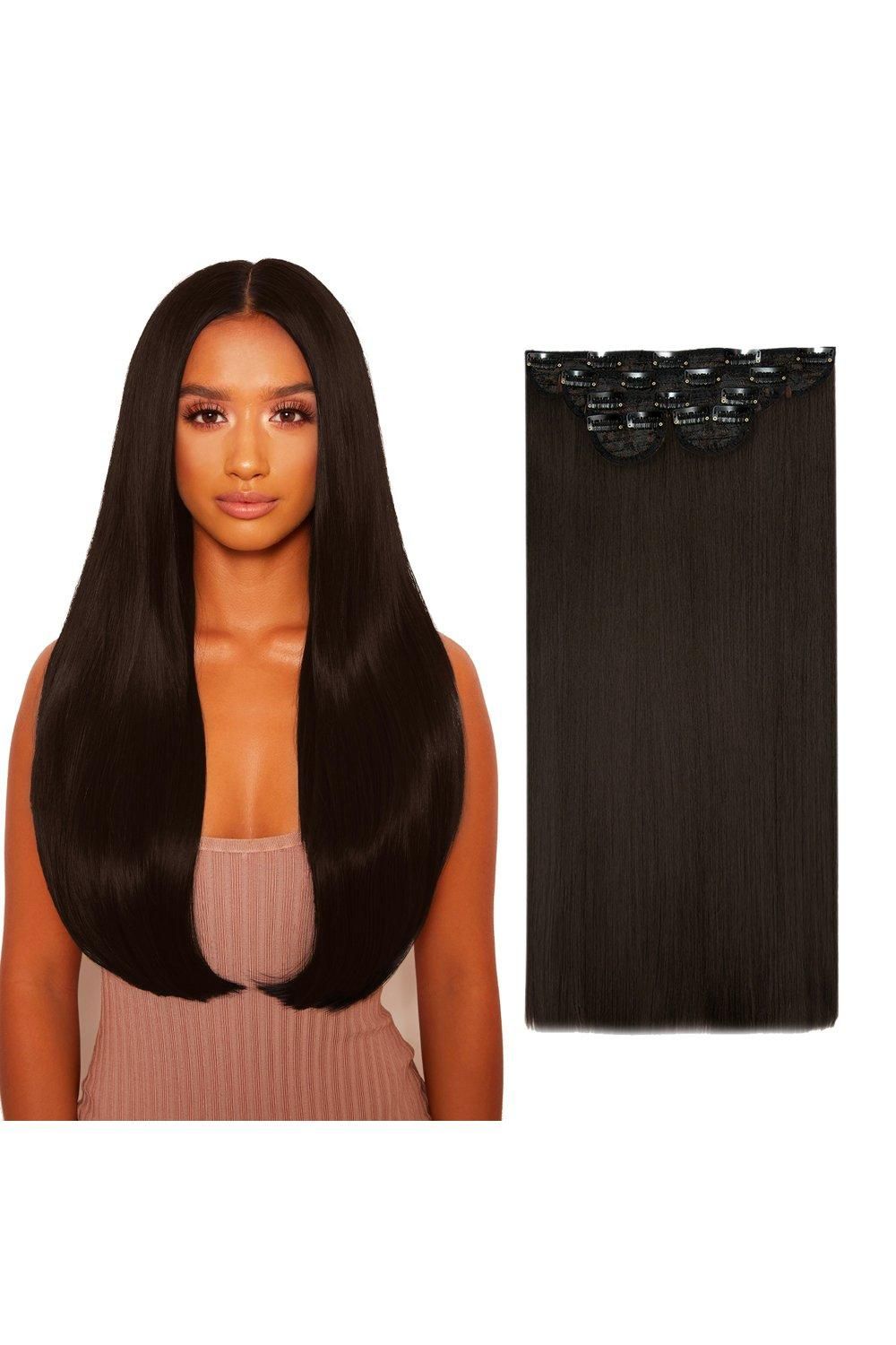 Lullabellz Super Thick 22" 5 Piece Straight Clip In Extensions Dark Brown image 3