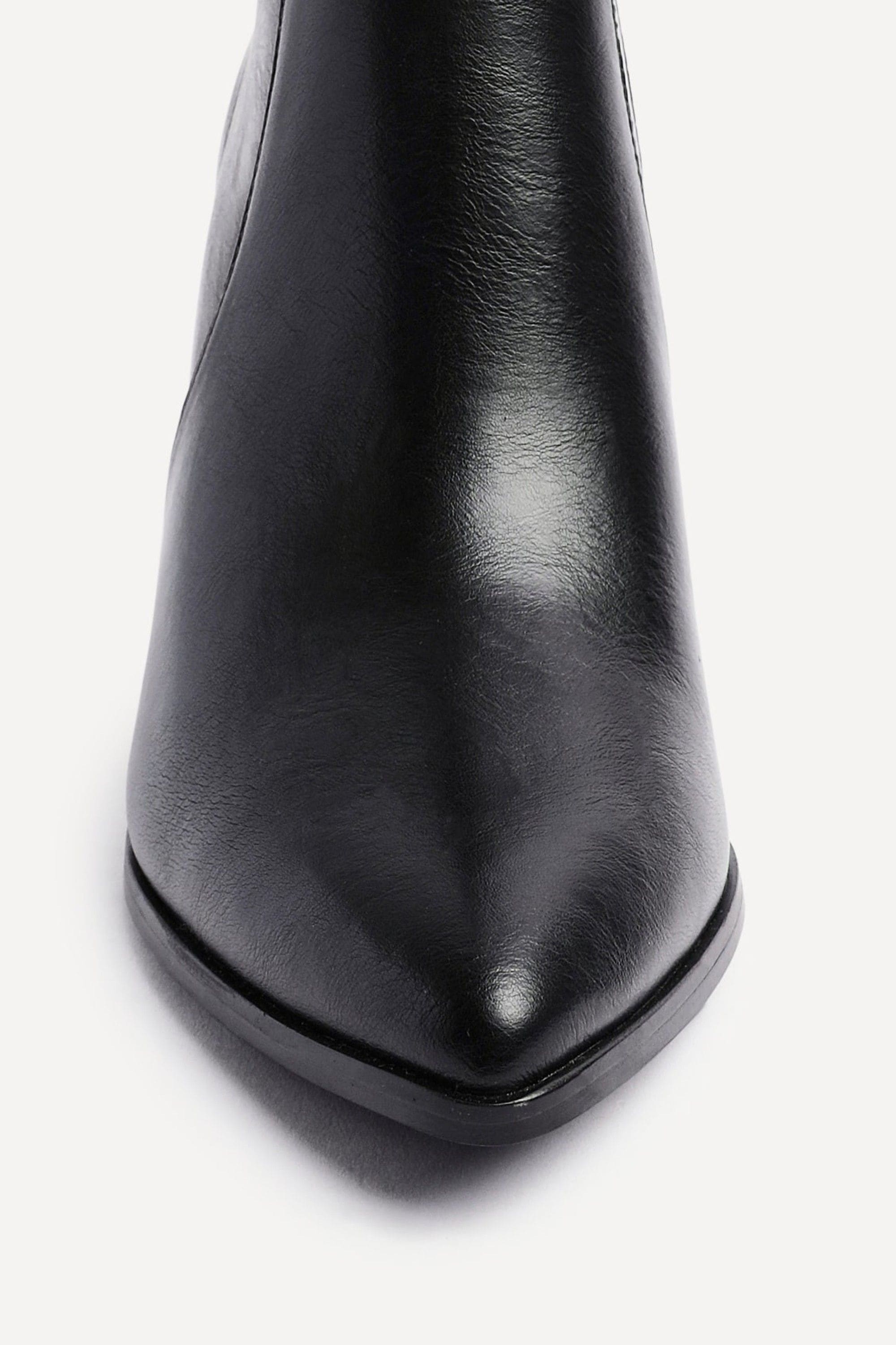 Linzi Advance Black Faux Stretch Leather Heeled Ankle Boot image 4