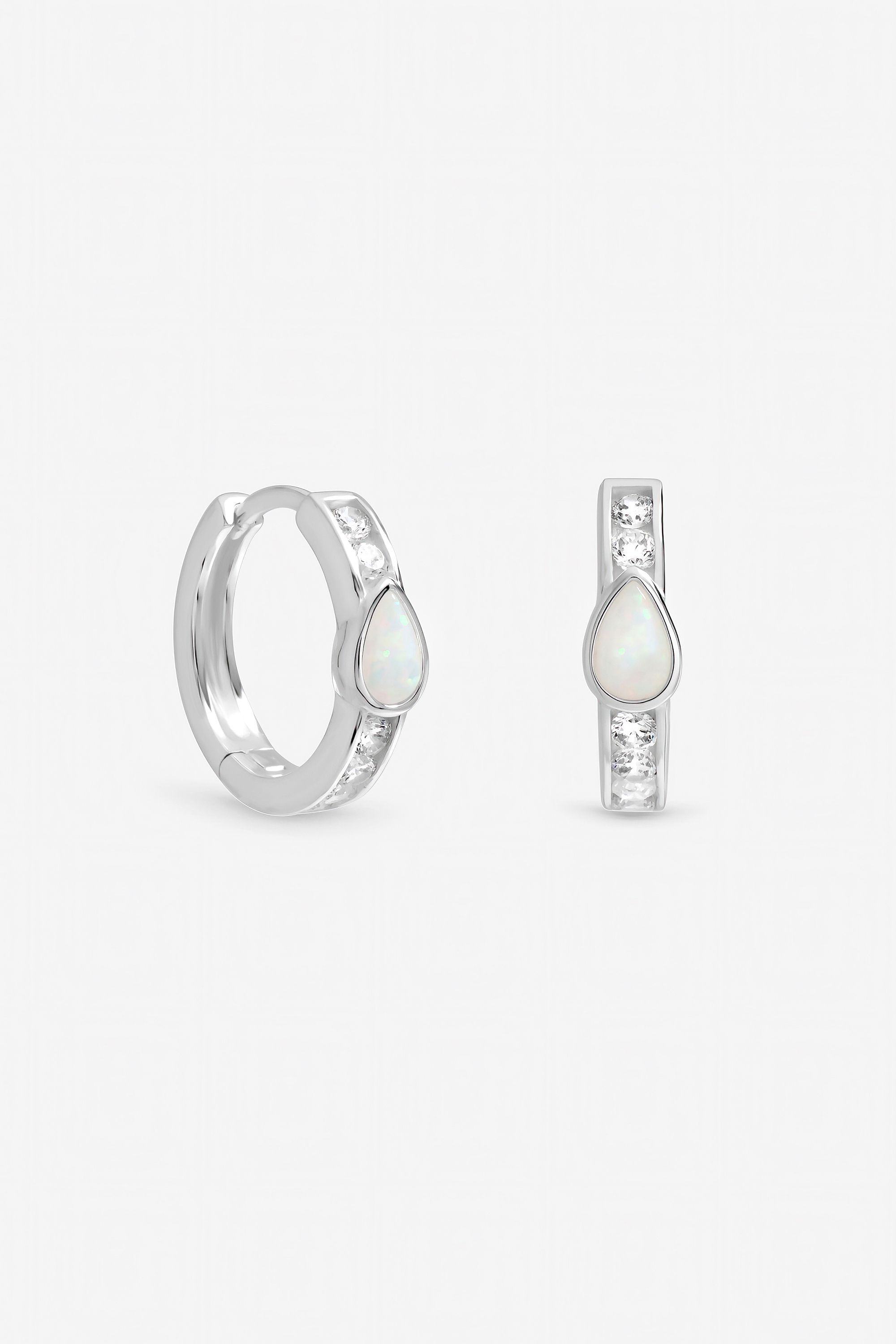 Inicio Sterling Silver Plated Opal Huggie Hoops image 1
