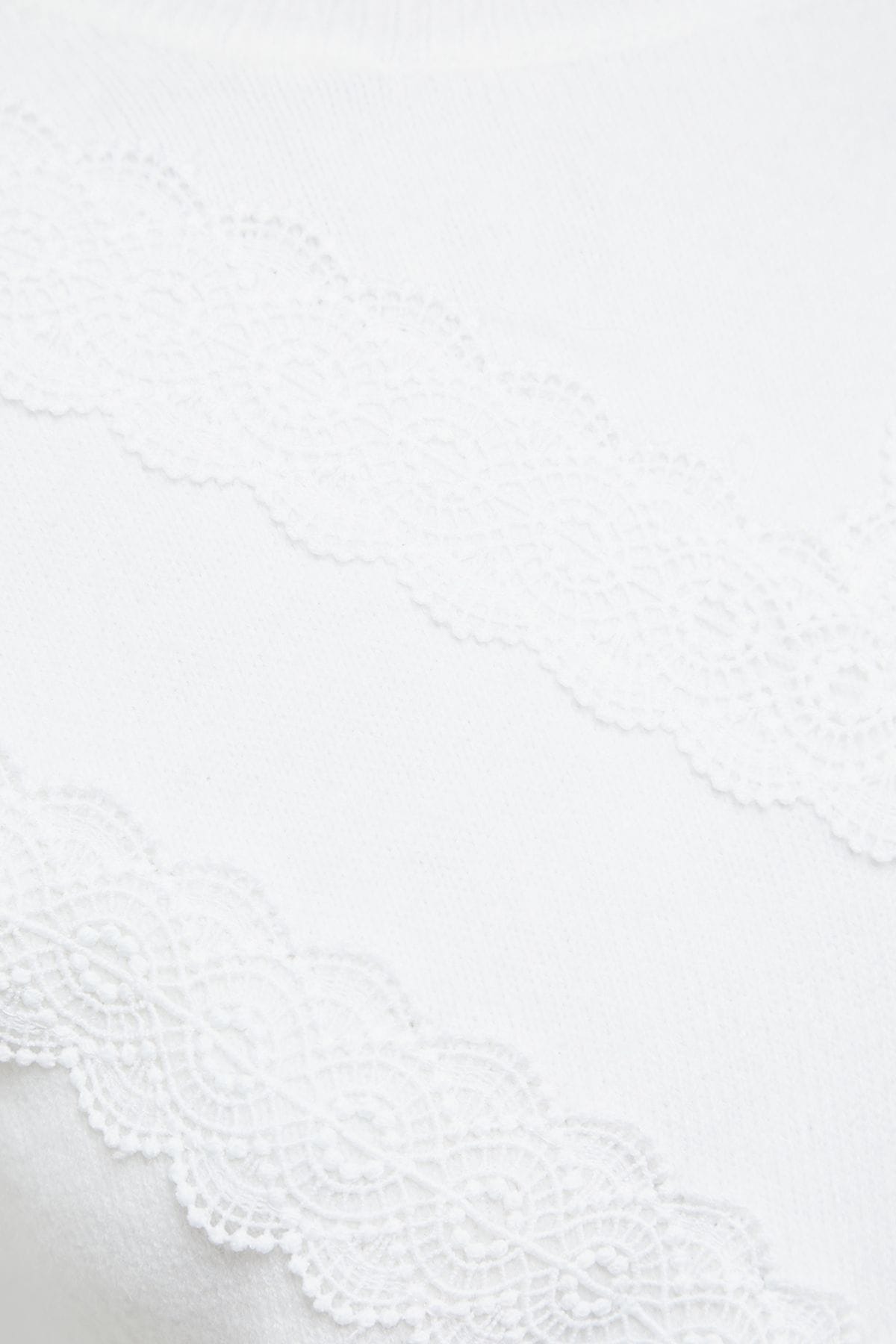 Oasis Lace Trim Crew Neck Jumper Ivory image 5