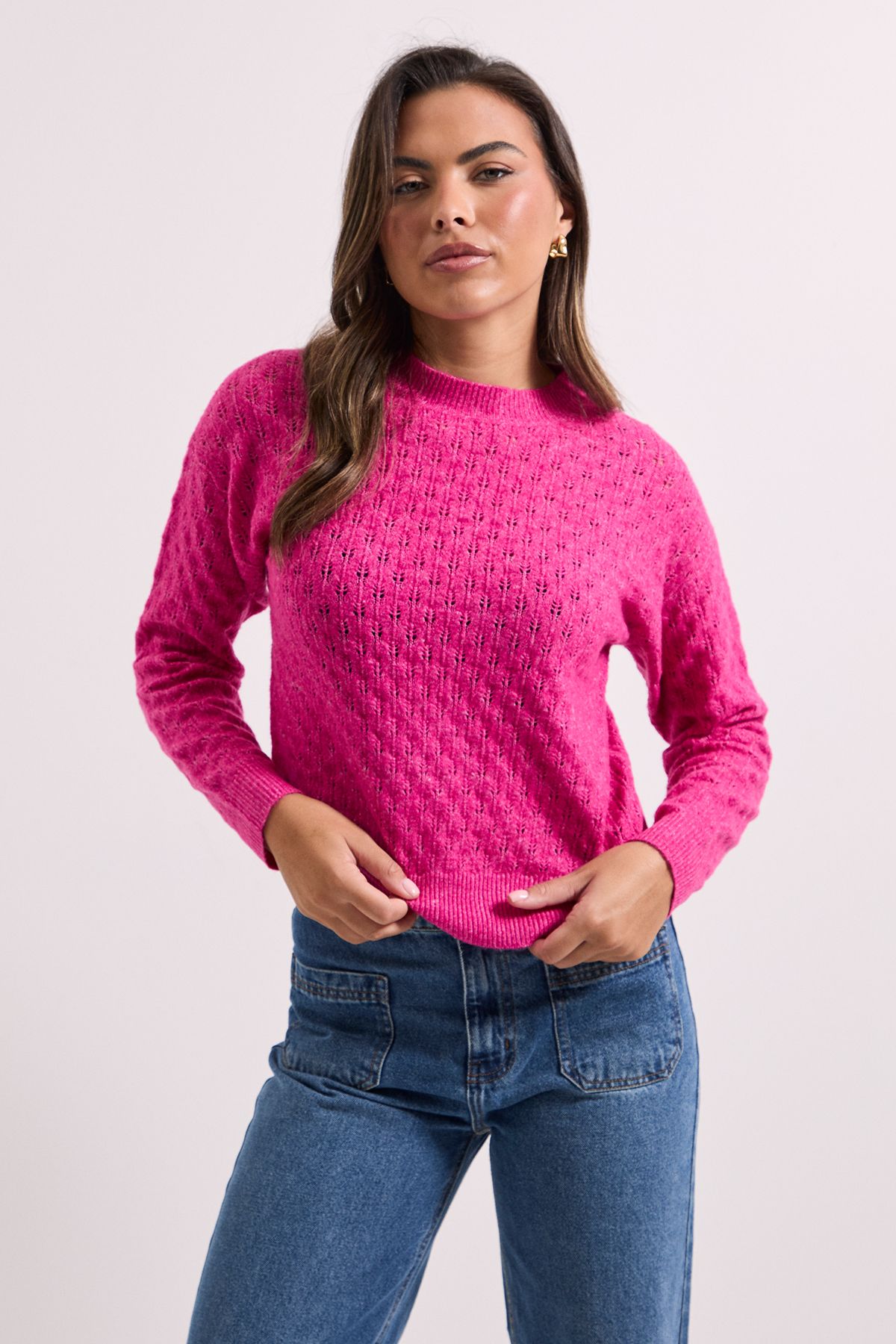 Dorothy Perkins Fuschia Pointelle Jumper Fuchsia image 2