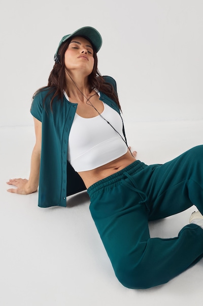 DSGN Studio DSGN Studio Ultra Sculpt Rib Button Through Short Sleeve Top Pine