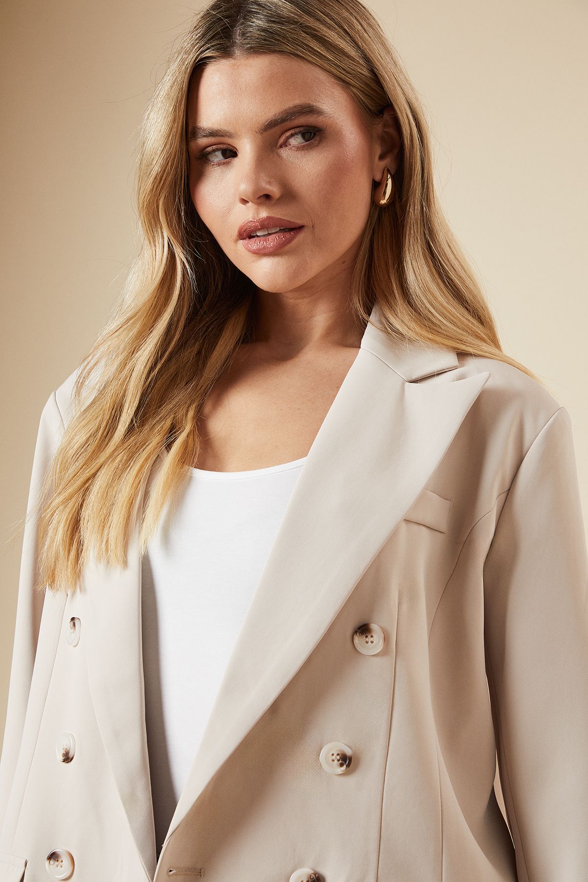 Dorothy Perkins Oversized Double Breasted Blazer Ecru image 4