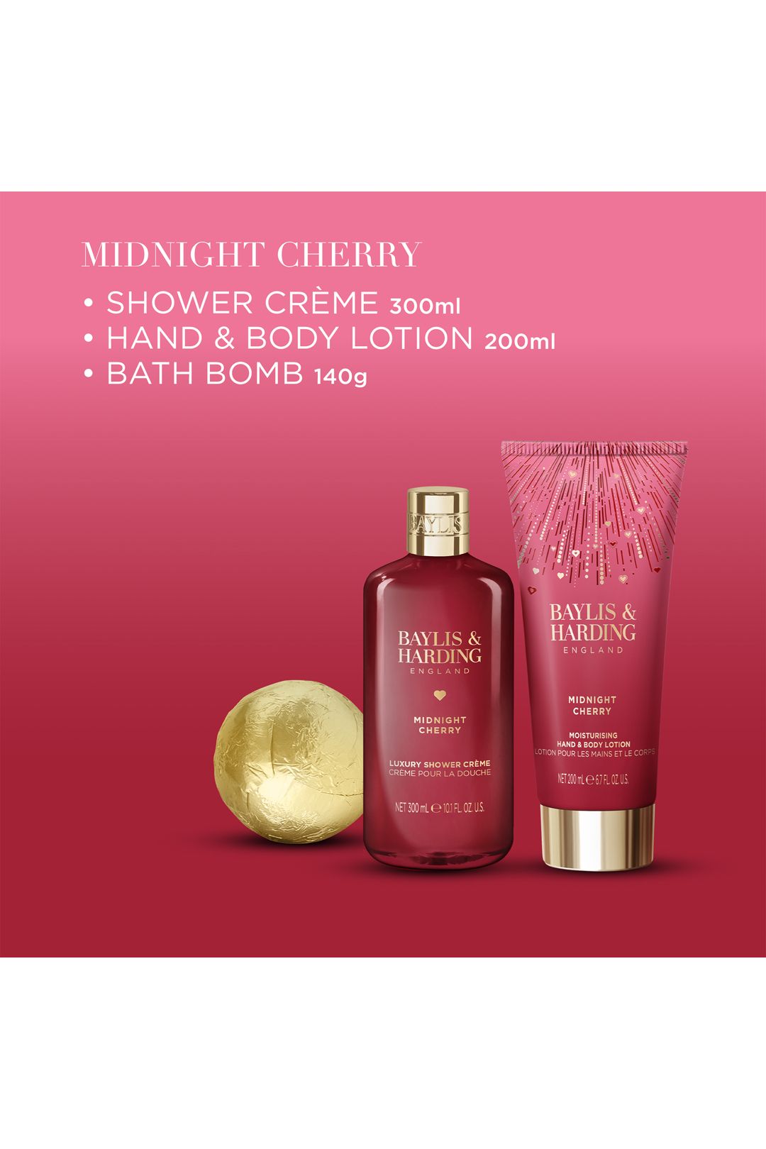 Baylis & Harding Midnight Cherry Luxury Heart Keepsake Gift Box Gift Set Multi image 3
