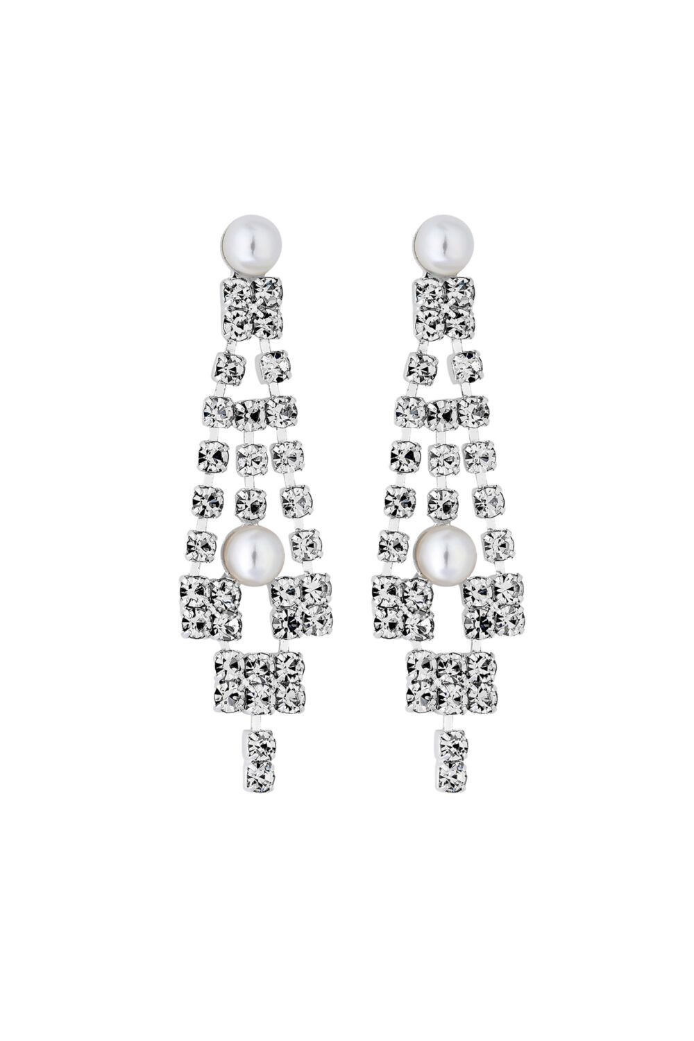 Jon Richard Silver Crystal And Pearl Earrings